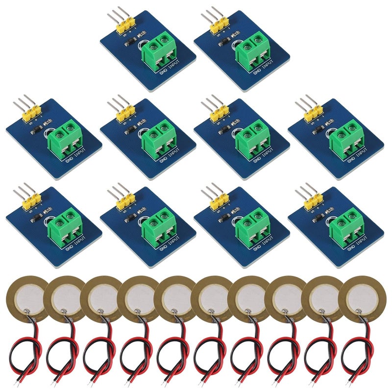 ACEIRMC 10 قطع مستشعر اهتزاز سيراميك بيزوالكترونيك تناظري لموديول بيزوالكترونيك لعدة DIY لأردوينو - Image 1